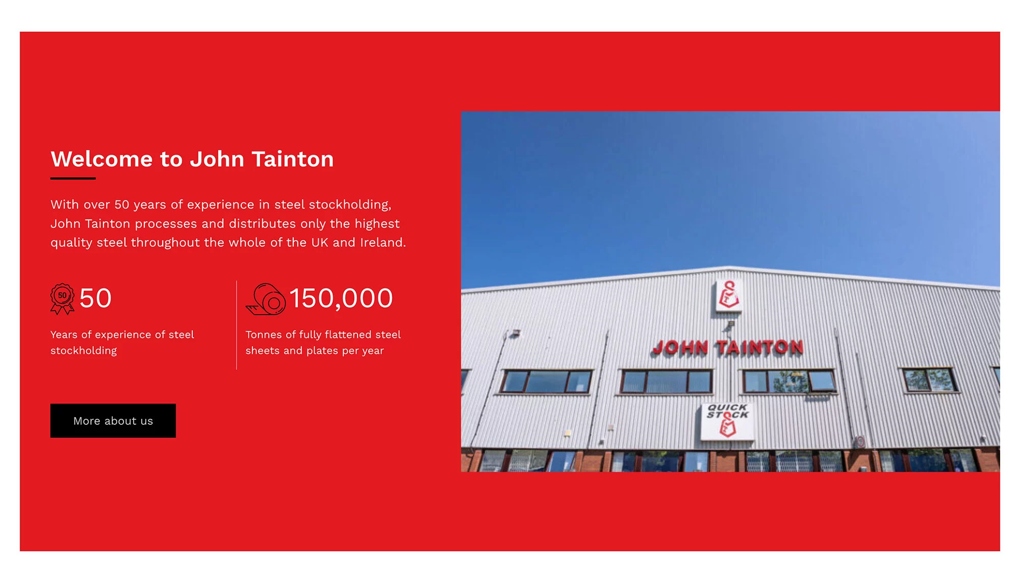 John Tainton site preview about us section