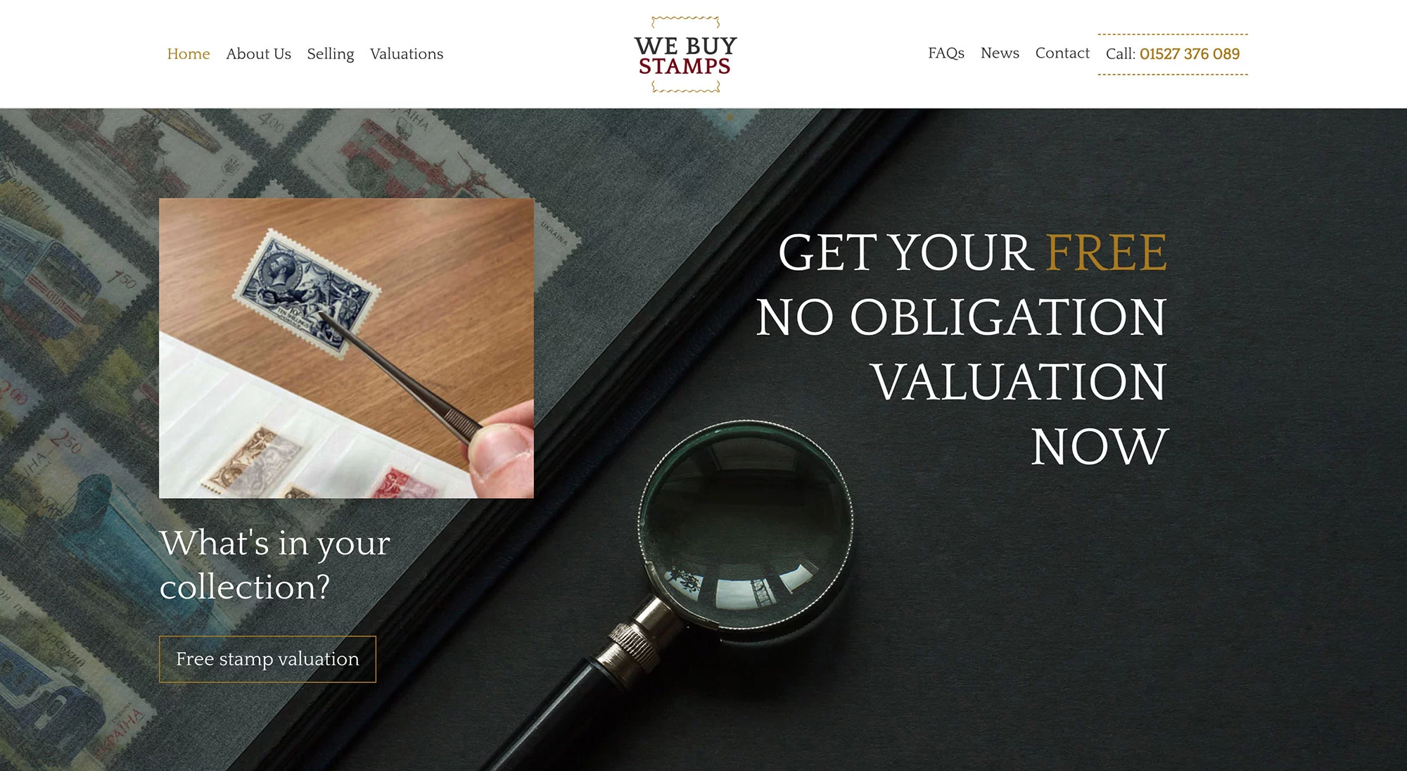 Stamp valuations website preview home page banner