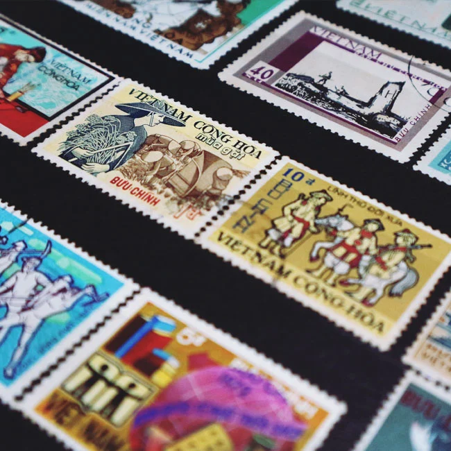 Photo of stamp collection for stamp valuation project