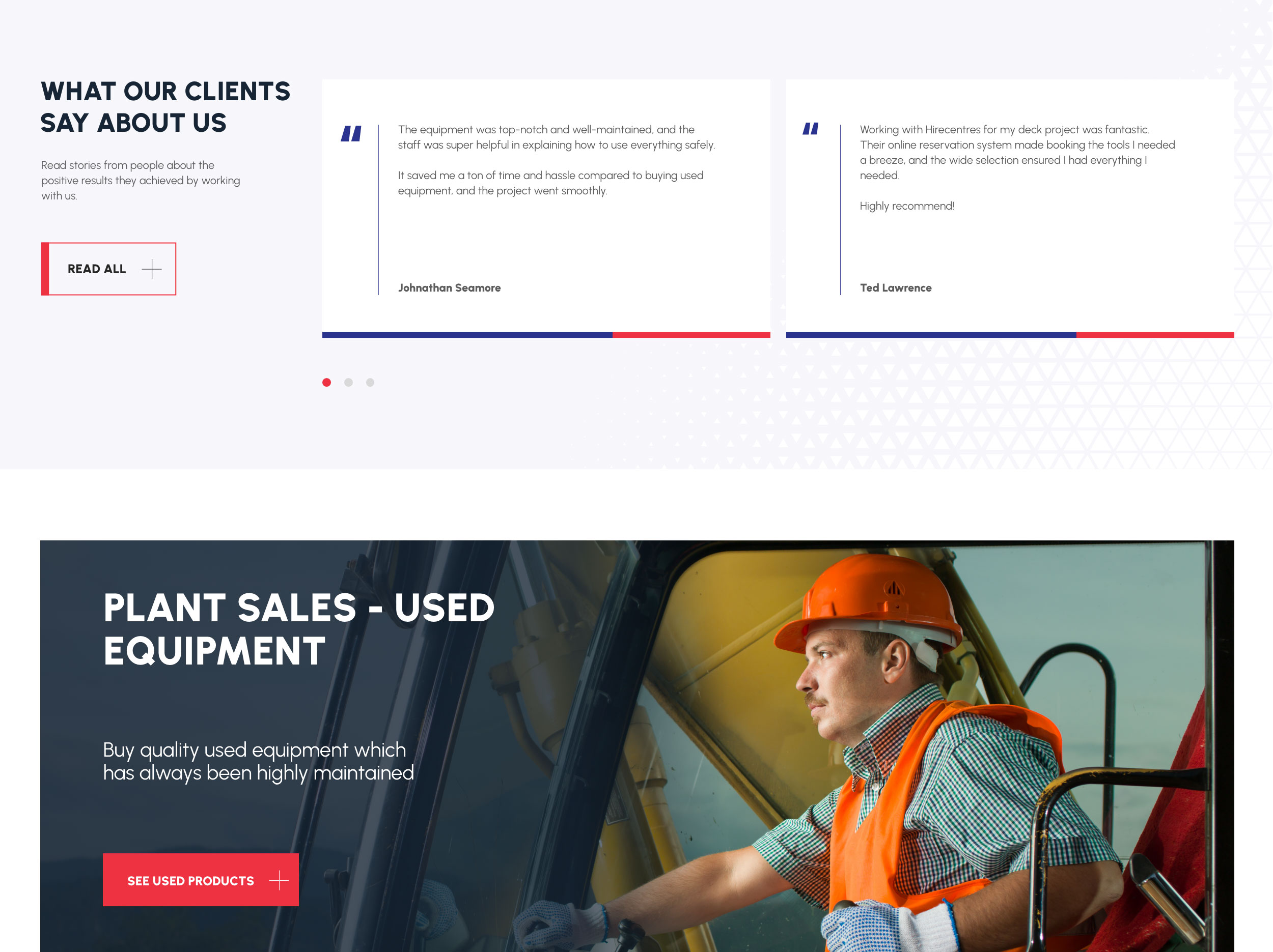 Hire Centres website preview